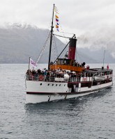 TSS Earnslaw comes into Queenstown at the end of her 100-year celebration voyage